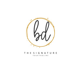 BD Initial letter handwriting and signature logo. A concept handwriting initial logo with template element.