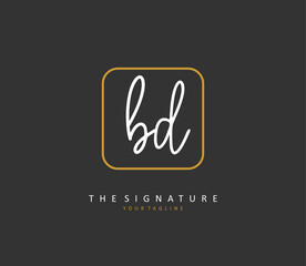 BD Initial letter handwriting and signature logo. A concept handwriting initial logo with template element.
