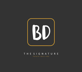 BD Initial letter handwriting and signature logo. A concept handwriting initial logo with template element.
