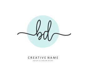 Fototapeta premium BD Initial letter handwriting and signature logo. A concept handwriting initial logo with template element.