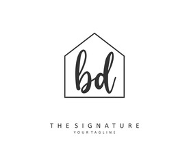 BD Initial letter handwriting and signature logo. A concept handwriting initial logo with template element.