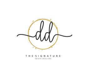 DD Initial letter handwriting and signature logo. A concept handwriting initial logo with template element.
