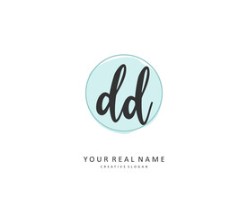 DD Initial letter handwriting and signature logo. A concept handwriting initial logo with template element.
