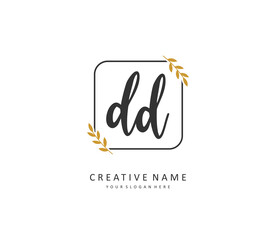 DD Initial letter handwriting and signature logo. A concept handwriting initial logo with template element.