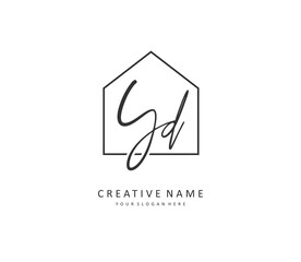 YD Initial letter handwriting and signature logo. A concept handwriting initial logo with template element.