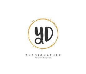 YD Initial letter handwriting and signature logo. A concept handwriting initial logo with template element.