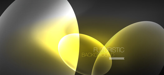 Neon ellipses abstract backgrounds. Shiny bright round shapes glowing in the dark. Vector futuristic illustrations for covers, banners, flyers and posters and other