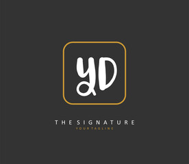 YD Initial letter handwriting and signature logo. A concept handwriting initial logo with template element.