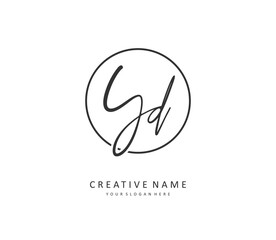 YD Initial letter handwriting and signature logo. A concept handwriting initial logo with template element.