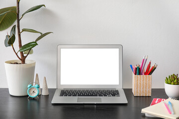 Comfortable workplace with modern computer in office