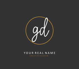 GD Initial letter handwriting and signature logo. A concept handwriting initial logo with template element.