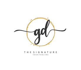 GD Initial letter handwriting and signature logo. A concept handwriting initial logo with template element.