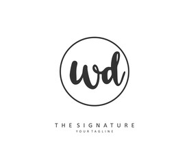 WD Initial letter handwriting and signature logo. A concept handwriting initial logo with template element.