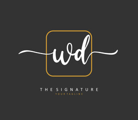 WD Initial letter handwriting and signature logo. A concept handwriting initial logo with template element.