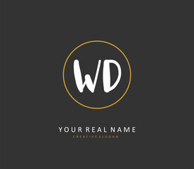 WD Initial letter handwriting and signature logo. A concept handwriting initial logo with template element.