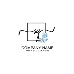 Initial SQ Handwriting, Wedding Monogram Logo Design, Modern Minimalistic and Floral templates for Invitation cards