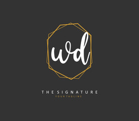 WD Initial letter handwriting and signature logo. A concept handwriting initial logo with template element.