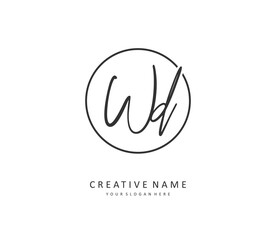 WD Initial letter handwriting and signature logo. A concept handwriting initial logo with template element.