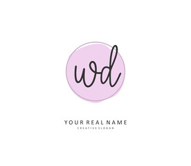 WD Initial letter handwriting and signature logo. A concept handwriting initial logo with template element.