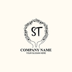 Initial ST Handwriting, Wedding Monogram Logo Design, Modern Minimalistic and Floral templates for Invitation cards