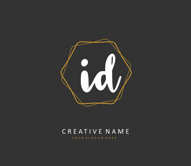 ID Initial letter handwriting and signature logo. A concept handwriting initial logo with template element.