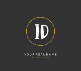ID Initial letter handwriting and signature logo. A concept handwriting initial logo with template element.