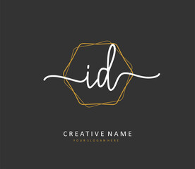 ID Initial letter handwriting and signature logo. A concept handwriting initial logo with template element.