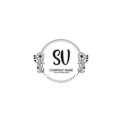Initial SV Handwriting, Wedding Monogram Logo Design, Modern Minimalistic and Floral templates for Invitation cards