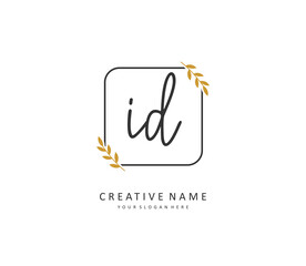 ID Initial letter handwriting and signature logo. A concept handwriting initial logo with template element.