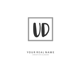UD Initial letter handwriting and signature logo. A concept handwriting initial logo with template element.
