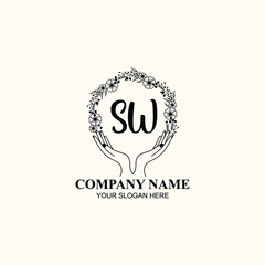 Initial SW Handwriting, Wedding Monogram Logo Design, Modern Minimalistic and Floral templates for Invitation cards