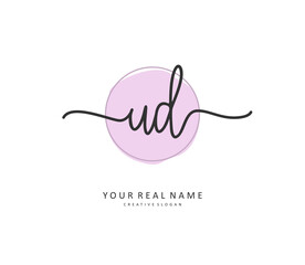 UD Initial letter handwriting and signature logo. A concept handwriting initial logo with template element.