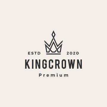 king crown hipster vintage logo vector icon illustration