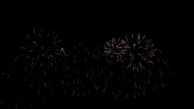 Colorful fireworks festivals on black background.