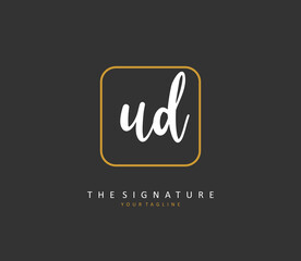 UD Initial letter handwriting and signature logo. A concept handwriting initial logo with template element.