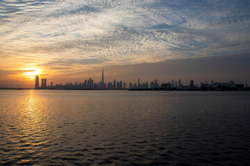 Fototapeta premium Dramatic sunset over a Dubai city. UAE. Outdoors