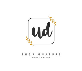 UD Initial letter handwriting and signature logo. A concept handwriting initial logo with template element.
