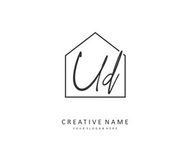 UD Initial letter handwriting and signature logo. A concept handwriting initial logo with template element.