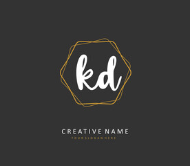 KD Initial letter handwriting and signature logo. A concept handwriting initial logo with template element.