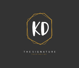 KD Initial letter handwriting and signature logo. A concept handwriting initial logo with template element.