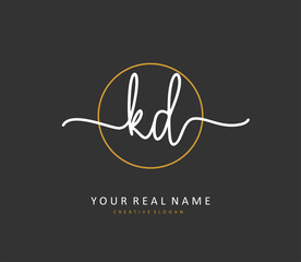 KD Initial letter handwriting and signature logo. A concept handwriting initial logo with template element.