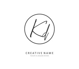 KD Initial letter handwriting and signature logo. A concept handwriting initial logo with template element.