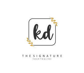 KD Initial letter handwriting and signature logo. A concept handwriting initial logo with template element.