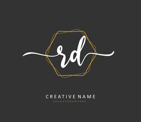 RD Initial letter handwriting and signature logo. A concept handwriting initial logo with template element.