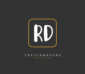 RD Initial letter handwriting and signature logo. A concept handwriting initial logo with template element.