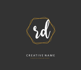 RD Initial letter handwriting and signature logo. A concept handwriting initial logo with template element.
