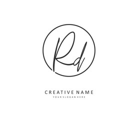 Fototapeta premium RD Initial letter handwriting and signature logo. A concept handwriting initial logo with template element.