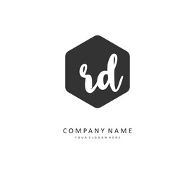 RD Initial letter handwriting and signature logo. A concept handwriting initial logo with template element.