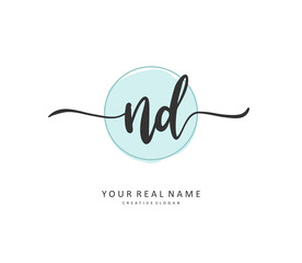 Fototapeta premium ND Initial letter handwriting and signature logo. A concept handwriting initial logo with template element.