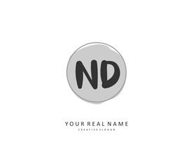 ND Initial letter handwriting and signature logo. A concept handwriting initial logo with template element.